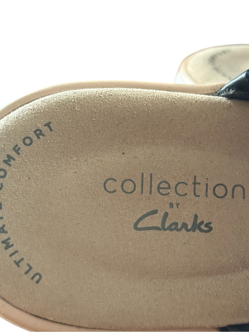 Clarks Black Quilted-Strap Platform Sandals with Cream Sole - Picture 6 of 7